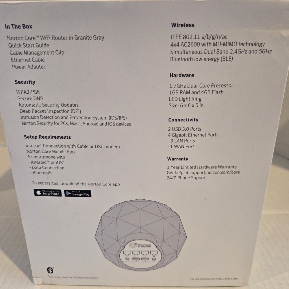 Norton Core 517 Secure High Performance Wi-Fi Router - Granite‎ Gray - Picture 4 of 5